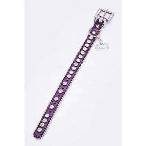 Ball Chain Crystal Dog Collar - Purple